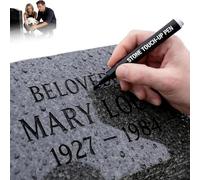Tombstone Marker Pen, Gold Paint For Headstone Lettering, For Restoring Faded Grave Inscriptions, Waterproof Stone Touch-Up Pen, Ideal For Gravestone Lettering And Memorial Inscriptions (Black)
