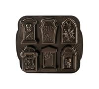 Nordic Ware 91848 Tombstone Cast Aluminium Halloween Tin, Makes 6 Mini Spooky Pattern, Cake Mould Made in The USA, Bronze