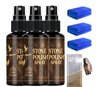 Tombstone Polish Spray With Towel,Headstone Restoration,Restores Shine & Protects Stone Surfaces,Tombstone cleaner for headstones granite marble cemetery memorials. (3Piece)