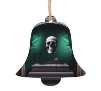 Tombstone Terrors Wooden Tree Ornaments Bell Shape 4 PCS, Hanging Decorative Pendants, Vintage Design for Holiday