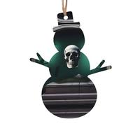 Tombstone Terrors Wooden Tree Ornaments Snowman Shape 4 PCS, Hanging Decorative Pendants, Vintage Design for Holiday