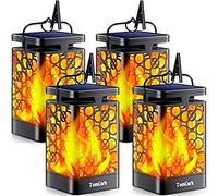 TomCare Solar Lights Upgraded Solar Lantern Flickering Flame Outdoor Hanging Lantern Decorative Lighting Solar Powered Waterproof LED Flame Umbrella Lights for Patio Garden Deck Yard, 4 Pack