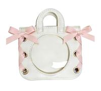 Tomcrazy 2.3" (58mm) Acrylic Badge Holder and Pin Display Case for Ita Bag, Handbag, Keychain, Backpack, Charm Keeper, Clear Protective Pouch with Snap Closure (White)