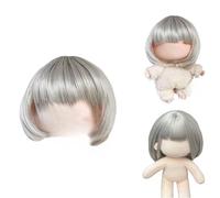 Tomcrazy Decorative Accessory Wig for 17cm (6.7 inch) Height Doll (No Doll) Charm , Easy to Style and Swap Hair Compatible with Dolls Accessories 22-24cm Head Circumference Figures(Light Grey)