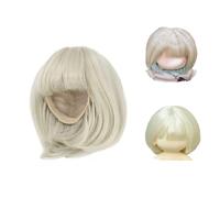 Tomcrazy Decorative Wig for 17cm (6.7 inch) Height Dolls (No Doll), Easy to Style and Swap Doll Hair Compatible with Doll Accessories 22-24cm Head Circumference Figures (Cream White)