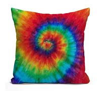 Tomda Cushion Cover Colorful Rainbow Spiral Tie Dye Pattern Color Dyed Batik Decorative Throw Pillow Cover Home Decor Square 45x45cm 18x18 Inch Pillowcase