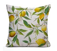 Tomda Cushion Cover Summer Elegant Green Jungle Leaf Floral Lemon Flowers Leaves 45x45cm 18x18 Inch Throw Pillow Cover Pillowcase Sofa Square Print