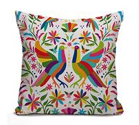 Tomda Decorative Cushion Cover Square Size 45x45cm 18x18 Inch Colorful Mexican Traditional Lumbar Pillowcase with Hidden Zipper Decor Throw Pillow Cover Gift for Holiday Sofa Bed