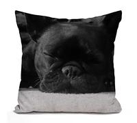 Tomda French Bulldog Cotton Linen Cushion Cover Home Decorative Throw Pillow Case for Sofa Couch Bedding 45x45cm 18x18 Inch