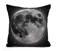 Tomda Full Moon with Stars Decorative Cotton Linen Throw Waist Cushion Cover Pillow Case Grey Golden Pillowcase 45x45cm 18x18 Inch