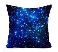 Tomda Galaxy Blue Stars Burlap Cushion Cover Throw Pillow Case Couch Sofa Decorative Square 45x45cm 18x18 Inch