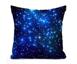 Tomda Galaxy Blue Stars Burlap Cushion Cover Throw Pillow Case Couch Sofa Decorative Square 45x45cm 18x18 Inch
