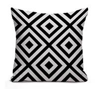 Tomda Geometric Striped Black and White Diagonal Inclined Lines Cushion Case Throw Pillow Cover for Home Decor Sofa Couch 45x45cm 18x18 Inch Cotton Linen Farmhouse Decorations