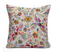 Tomda Mexican Floral Decorations Cushion Cover Ethnic Art Birds and Paisley Flowers Farmhouse Decor Throw Pillow Cases Pillow Cover 45x45cm 18x18 Inch Home Decoration