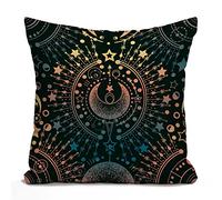 Tomda Moon & Star Alchemy Magical Astrology Burlap Cushion Cover Throw Pillow Case Couch Sofa Decorative Square 45x45cm 18x18 Inch