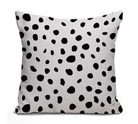 Tomda Polka Dot Circle Motif Cotton Linen Cushion Cover Black and White Pillow Throw Pillow Case Home Sofa Decorative 45x45cm 18x18 Inch