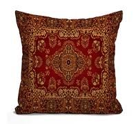 Tomda Rug Cushion Cover Vintage Retro Boho Pillow Case Bohemian Ornament Farmhouse Pillow Cover Cotton Linen Decorative Square Throw Pillow Cover 18x18 Inch for Sofa Couch Decoration 45x45cm