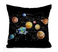 Tomda Solar System Planets Stars and Milky Way Galaxy Space Cotton Linen Cushion Cover Throw Pillow Case Home Office Decorative for Sofa Living Room Square 45x45cm 18x18 Inches
