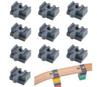 Tomedeks 10 Pieces Plastic Train Track Accessories, 3.8 * 2.3 * 2CM Train Track Connectors Rail Connection,Track Adapter Compatible With Most Major Wooden Railway Brands Duplo/Brio(Gray,B)