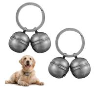 Tomedeks 2 Pcs Dog Bells for Pet Tracking,Cat Bells for Collars Loud,Extra Loud Cat Dog Collar Bells Vintage Copper Collar Charms Pendant with Key Ring Quick Clip,Pets Collar Charm(Vintage Silver)