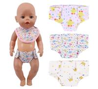 Tomedeks 3 Pieces Diaper Baby Doll Nappies,Baby Doll Nappies Set Reusable For Multiple Uses For Doll 35-43CM,Doll Accessories Diaper(3Styles,A)