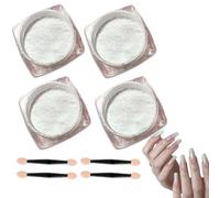 Tomedeks 4 PCS Chrome nail powder, Nail chrome powders, Chrome powder for nails, White pearl powder