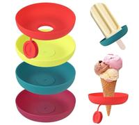 Tomedeks 4 Pcs Ice Lolly Holder,2-in-1 Silicone Ice Cream Holder,Silicone Drip Free Popsicle Holder for Kids,Ice Lolly Drip Catcher,Reusable Ice Pop Holder with Straw for Home Gadget,Summer Party