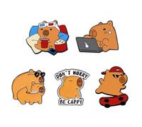 Tomedeks 5 Pcs Capybara Enamel Pins,Cute Pins,Cute Capybara Cartoon Pins Lapel Pin Set,Capybara Gifts,Cartoon Cappy Brooches Badge for Clothes Jackets Jackets Backpack