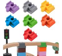 Tomedeks 7 Pieces Plastic Train Track Accessories, 3.8 * 2.3 * 2Cm Train Track Connectors Rail Connection,Track Adapter Compatible With Most Major Wooden Railway Brands Duplo/Brio(7Colors,D)