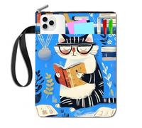 Tomedeks Book Sleeves With Zipper and Front Pocket,Cat Books Book Sleeves Protector,Book Cover,Cats Book Sleeve with Zipper,Book Protector,11.8 x 9.8 Inch Washable Fabric Book Lovers