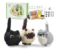 Tomedeks Crochet for Beginners Crochet Set Animals, Crochet Hook Set, Crochet Set for Beginners Animals, Amigurumi Beginners Three Cute Crochet Cats