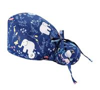 Tomedeks Scrub Hats Surgical Women,Long Hair Bouffant Hat,Scrub Cap,Surgical Cap,Printed Bouffant Turban Cap,Adjustable,Medical Scrub Caps Women With Button Closure,Cotton Scrub Hat(Elephant)