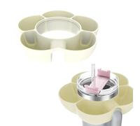 Tomedeks Silicone Reusable Snack Bowl Snack Tray For Stanley Cup 40Oz 5 Silicon Compartments Tray For Candy Popcorn Fits Car Movie Theater (Cream)