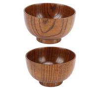 Tomedny 2Pcs Handmade Wood Bowls, Wooden Japanese Bowl for Noodles Rice Soup Dip Salad Dessert Snacks Coffee Tea Serving Tableware for Home Restaurant