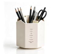 Tomedny 360 Rotating Plastic Desk Pen Organizer with 5 Slots, Pen Holder for Desk Art Supply Storage Organizer Homeschool Supplies for Office