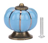 Tomedny Cabinet Knobs, Vintage Drawer Pulls Ceramic Pumpkin Knobs Door Handles Decor Door Pull Handle for Vintage Drawers, Closets, Cupboard (Blue)