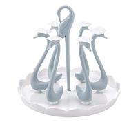 Tomedny Cup Drying Rack, Bottle Drainer Stand Swan Head Plastic Bag Dryer Rotatable Draining Rack Mug Draining Organizer for Cups Mugs Glass (Blue 6 Heads)