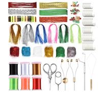 Tomedny Fly Tying Kit, 150PCS Fly Tying Tool Fishing Lure Accessories Fishing Starter Making Kit with Carry Bag for Trout Bass Jig Streamer DIY