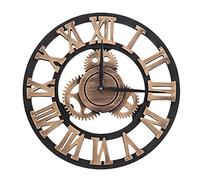 Tomedny Gear Wall Clock, Vintage Wall Clock Rustic Farmhouse Wall Clocks Large Real Moving Gears Silent Non Ticking for Living Room (80cm)