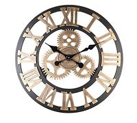 Tomedny Gear Wall Clock, Vintage Wall Clock Rustic Farmhouse Wall Clocks Large Real Moving Gears Silent Non Ticking for Living Room (58cm)