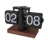 Tomedny Retro Digital Flip Down Clock, Flip Desk Clock Vintage 24 Hours Mechanical Digital Automatic Turning Anti Slip Wood Base for Home Office