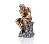 Tomedny Thinker Statue, Vintage Style Thinking Man European Aesthetic Sculpture Character Reading Sculpture for Home Table Desk Decor (BL525 copper color)
