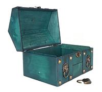 Tomedny Treasure Chest Box with Lock, Wooden Treasure Chest Decorative Storage Box Vintage Jewelry Case for Home Decoration (Green)