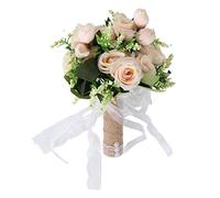 Tomedny Wedding Bouquets for Bride, Artificial Flowers Holding Flowers Bridesmaid Bouquet Wedding Photography Decoration Modern Elegant (Champagne)