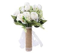 Tomedny Wedding Bouquets for Bride, Artificial Flowers Holding Flowers Bridesmaid Bouquet Wedding Photography Decoration Modern Elegant (White)