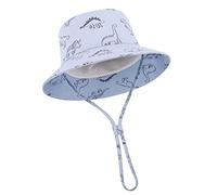 TOMEEK Baby Sun Hat Toddler Sun Protection for Baby Boys Girls Kids Summer Bucket Hat UPF 50+ Foldable Beach Cap with Adjustable Chin Strap and Wide Brim, Blue, Size S