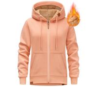 TOMEEK Hoodies for Women Winter Warm Sweatshirts Fleece Jacket Zip up Snuggle Hoodie Long Sleeve Jumpers Coats Ladies Hoodies with Pockets(Red orange,XXL)