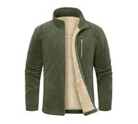 TOMEEK Mens Fleece Jackets Full Zip Winter Warm Outdoor Men's Jackets Stand Collar Casual Jacket with Pockets Thick Outwear Running Hiking(Army green,L)