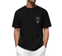 TOMEEK Mens T Shirt Graphic T-Shirts Casual Short Sleeve Cotton Tee Shirts Palm Tree Print Summer Top Cool California T-Shirts for Men UK,Black,XL