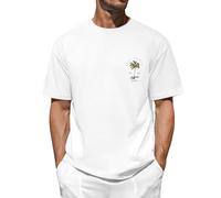 TOMEEK Mens T Shirt Graphic T-Shirts Casual Short Sleeve Cotton Tee Shirts Palm Tree Print Summer Top Cool California T-Shirts for Men UK,White,XL